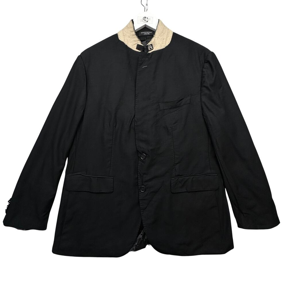 Banana Republic Signature Italian Hopsack Suit Jacket Mens 42 Short Black 809131